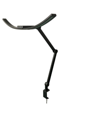 Sort Kurvet Skrivebordslampe Med Svingarm Holder 1600 Lumen - Wergon Lumen